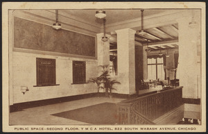 Public space - second floor. Y.M.C.A. Hotel, 822 South Wabash Avenue, Chicago
