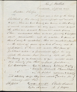 Letter from Joseph Hurlburt, Curtisville, to Amos Augustus Phelps, Sept 22. 1840
