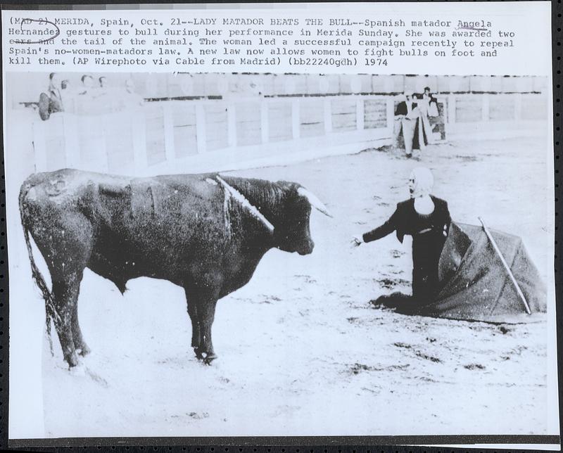 Lady matador beats the bull