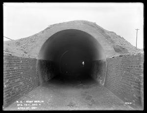 Wachusett Aqueduct, section of aqueduct, Section 4, station 119+, from the northwest, Berlin, Mass., Apr. 27, 1897