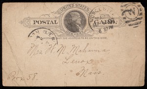 Postcard mailed to Mrs. W. M. Mahanna