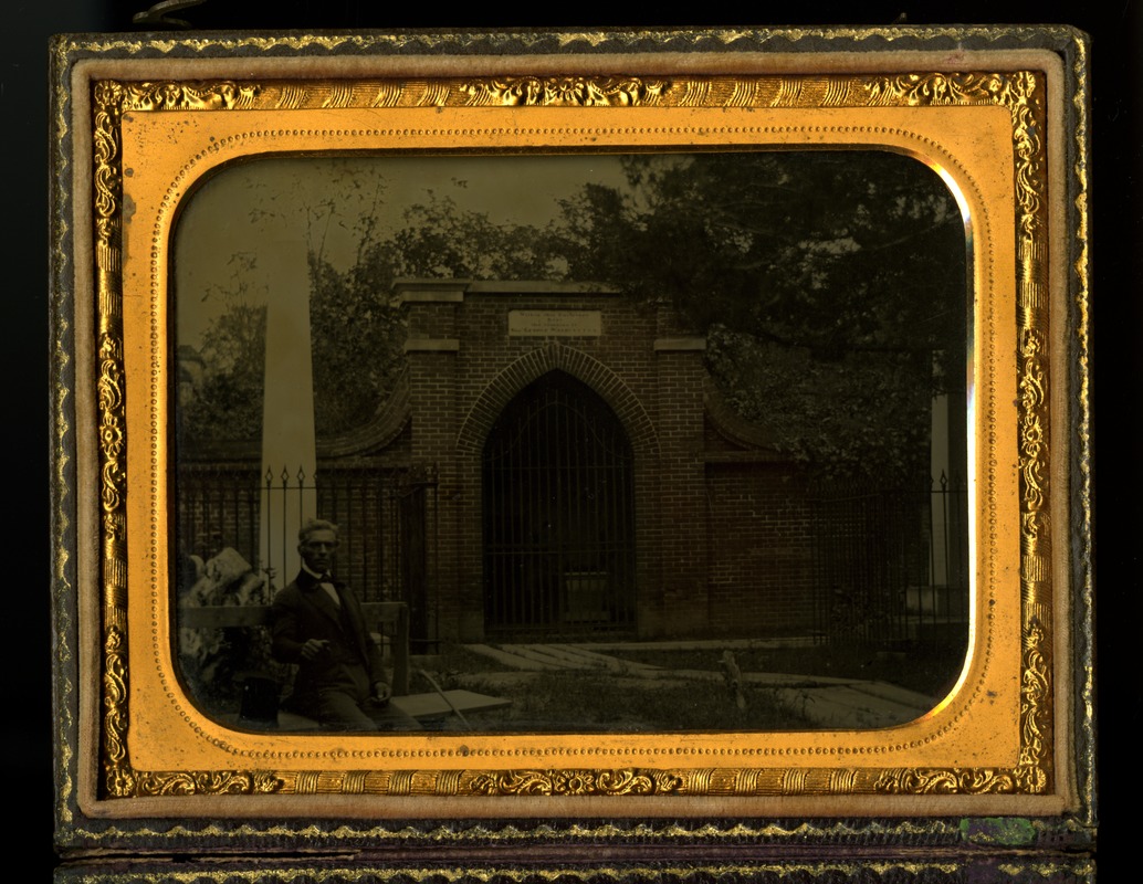 Stephen Meekins at Washington's Tomb Ambrotype, c. 1855-1861