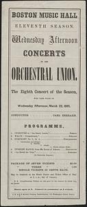 Boston Music Hall eleventh season, Wednesday afternoon concerts by the Orchestral Union