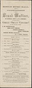 Boston Music Hall programme for grand matinee, on Saturday, Dec'r 3, at 12 precisely, in connection with the great organ concert