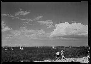 Marblehead, marine, with two onlookers