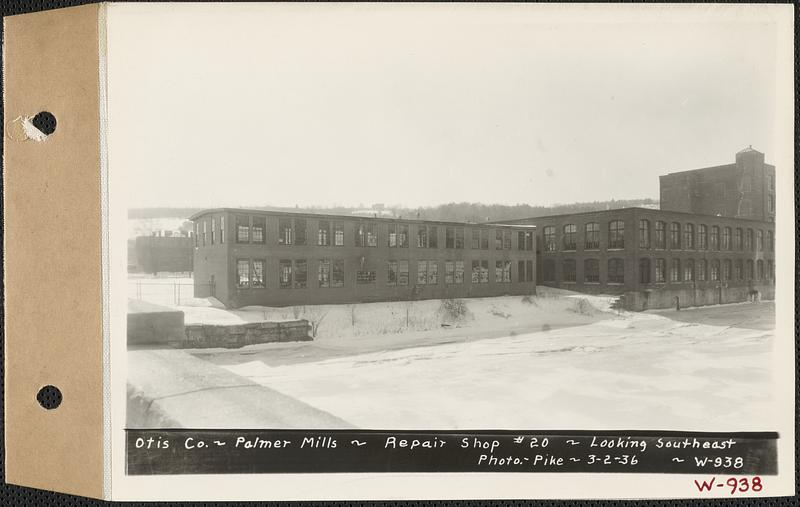 Otis Co., Palmer Mills, repair shop 20, looking southeast, Palmer