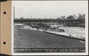 Chicopee River, looking upstream at Ludlow bridge, Ludlow, Mass., 12:45 PM, Sep. 22, 1938
