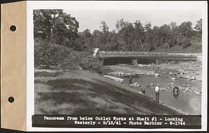 Panorama from below Outlet Works at Shaft #1, looking westerly, Wachusett Reservoir, West Boylston, Mass., Sep. 15, 1941