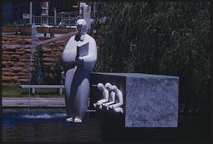 Outdoor sculpture group of man with book on water, Memphis, Tennessee