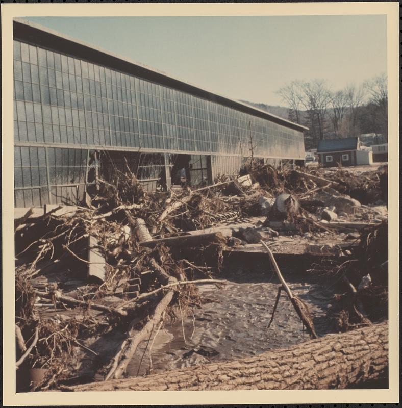 Exterior flood damage at Clark-Aiken