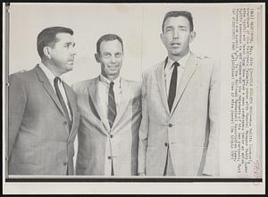 Sole Bullets Boss--Abe Pollin (center), president of the Baltimore Bullets, poses with General manager Buddy Jeanette (left) and Coach Gene Shue after a news conference today at which Pollin announced he had bought announced he had bought out the interests of his two partners, Earl Foreman and Arnold Heft, in the National Basketball Association team.