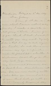 Letter from Zadoc Long to John D. Long, December 3, 1869