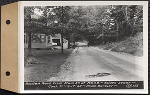Contract No. 71, WPA Sewer Construction, Holden, Boyden Road from Main Street at manhole 11B, Holden Sewer, Holden, Mass., Sep. 17, 1940