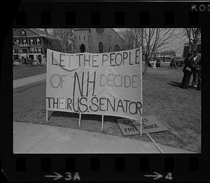 Protest sign for President Gerald Ford in Concord, New Hampshire