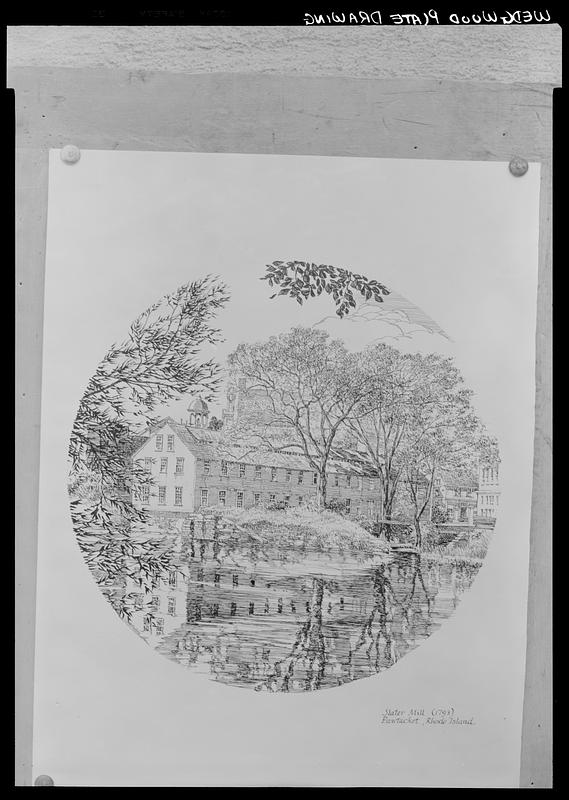 Slater Mill Wedgwood plate drawing