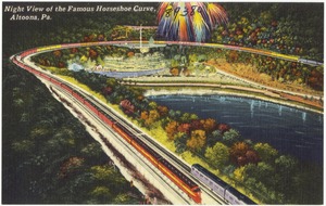 Night view of the famous Horseshoe Curve, Altoona, Pa.