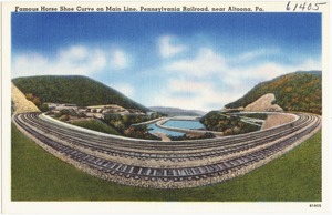 Famous Horse Shoe Curve on main line, Pennsylvania Railroad, near Altoona, Pa.