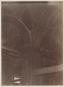 Guastavino tile arches and column in entrance hall, construction of the McKim Building