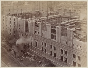 View from S.S. Pierce Building, Blagden Street side, construction of the McKim Building