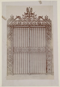 Wrought iron gates for the Dartmouth St. entrance, construction of the McKim Building