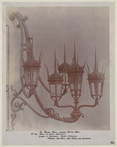 Wrought iron lamp for Dartmouth St. entrance, construction of the McKim Building