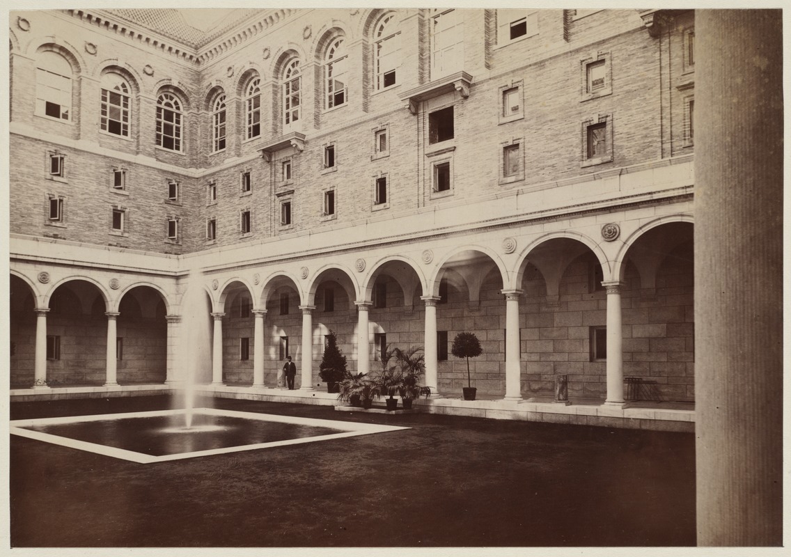 Courtyard looking southwest, construction of the McKim Building