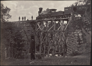 Train on bridge, U.S. Military Railroad