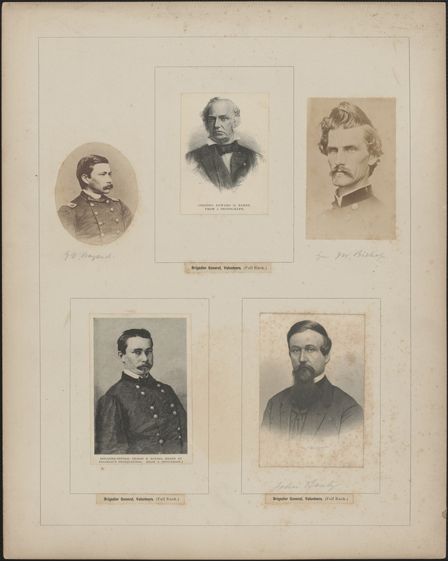 Five portraits: G. D. Bayard, Edward D. Baker, J. W. Bishop, George D. Bayard, John Beaty