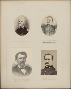 Four portraits: Hugh T. Reid, Marcus A. Reno, George C. Rogers, H. L. Robinson