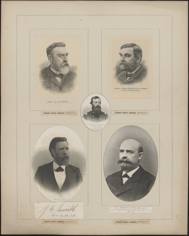 Five portraits: O. L. Spaulding, Franklin A. Stratton, Luther Stephenson Jr., J. C. Smith, Andrew Spurling