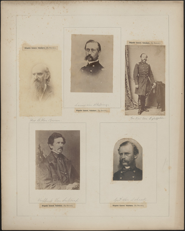 Five portraits: Thomas B. Van Buren, Lewis Von Blessing [s/b Louis Von Blesingh], F. W. Von Egloffstein, Verflank Van Antwerp, W. Von Schaak [s/b George W. Von Schack]