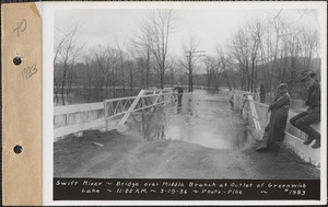 Swift River - Middle Branch, bridge at outlet of Greenwich Lake, flood photo, Greenwich, Mass., Mar. 19, 1936