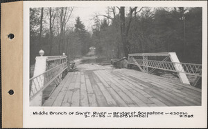 Swift River - Middle Branch, bridge at Soapstone, flood photo, Prescott, Mass., 4:30 PM, Mar. 19, 1936