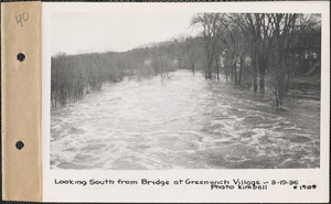 Swift River - East Branch, looking south from bridge at Greenwich Village, flood photo, Greenwich, Mass., Mar. 19, 1936