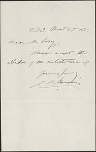 Letter from John Philip Newman, New York, to Darwin C. Pavey