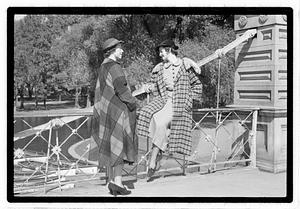 Models posing on Lagoon Bridge, Boston Public Garden