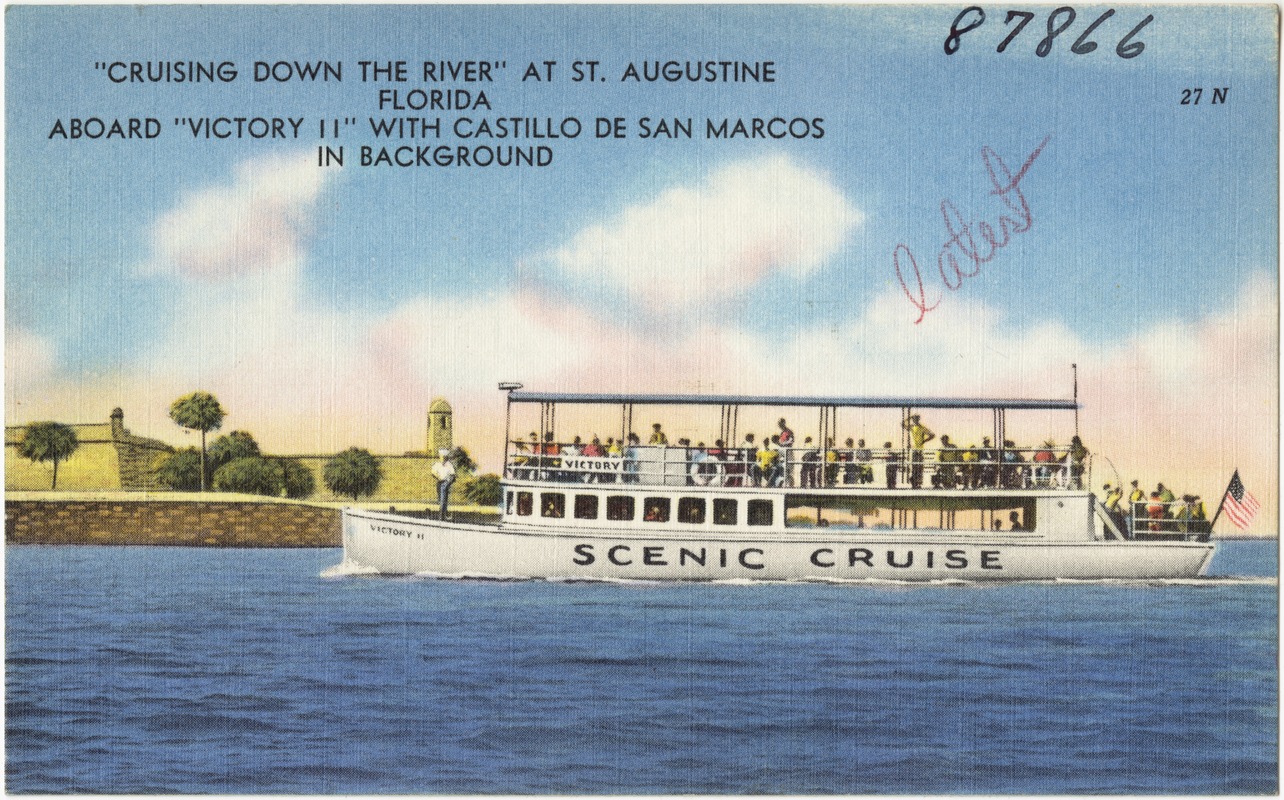 "Cruising down the river" at St. Augustine, Florida aboard "Victory II" with Castillo de San Marcos in background