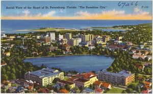 Aerial view of the heart of St. Petersburg, Florida, "the sunshine city"