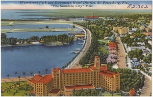 Waterfront park and downtown hotel district, St. Petersburg, Florida, "the sunshine city"