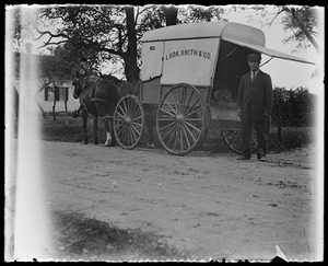 Horse drawn meat wagon. Look, Smith & Co.