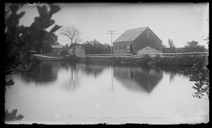 W. Tisbury mill pond prob. taken from opp, shore. Shows mill, Clif Athearn's house behind tree