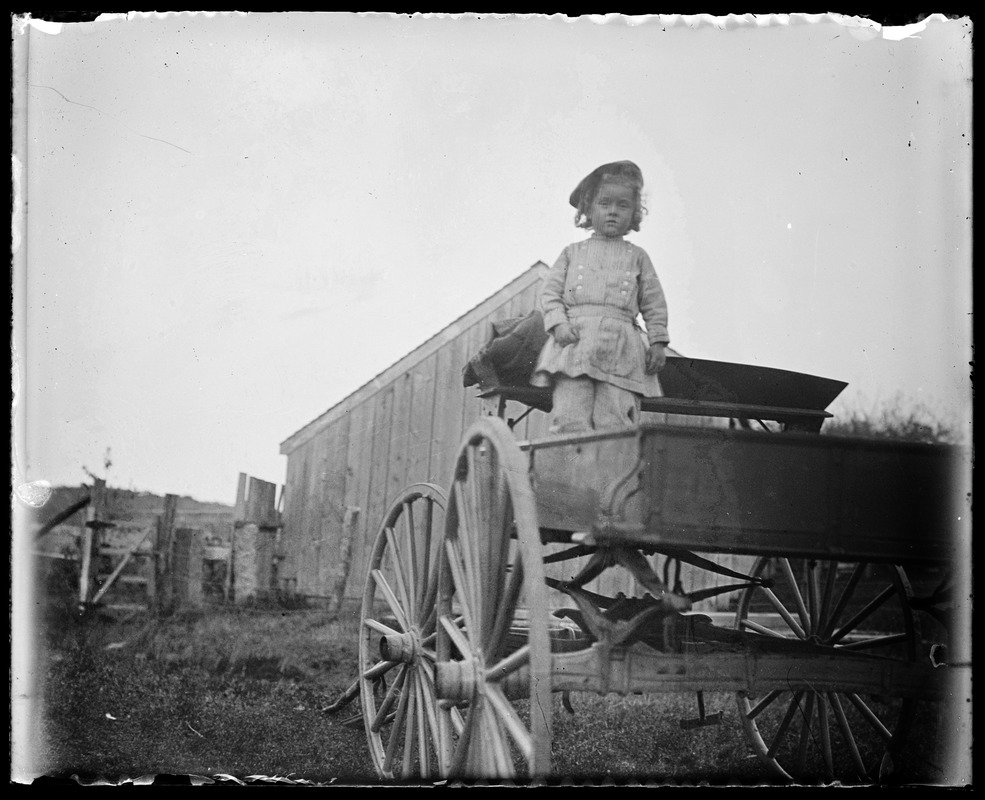 Small girl in express wagon