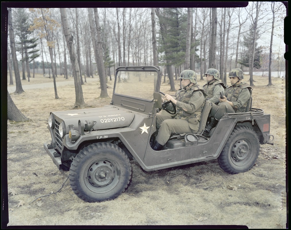 CEMEL, new helmet and body armor in jeep