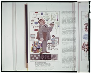 Exhibits, artist concepts of scientific men (cartoons)