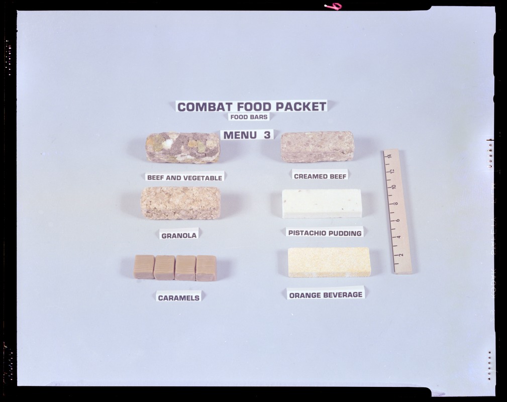 Combat food packet, food bars, menu 3