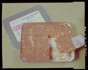 Tray pack, lasagna, commercially produced