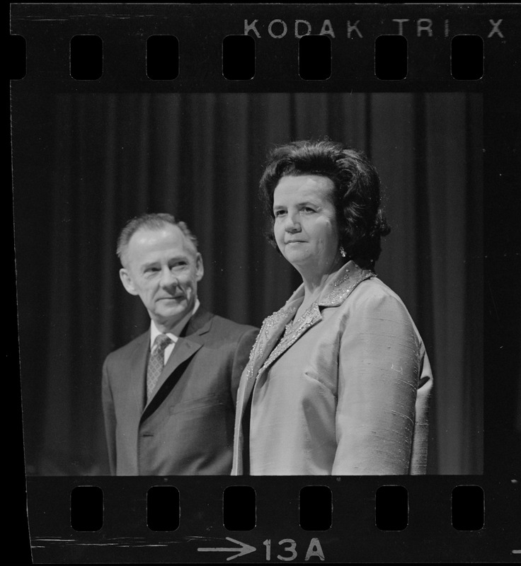 John Hicks and Louise Day Hicks at reception for her at Sheraton Boston