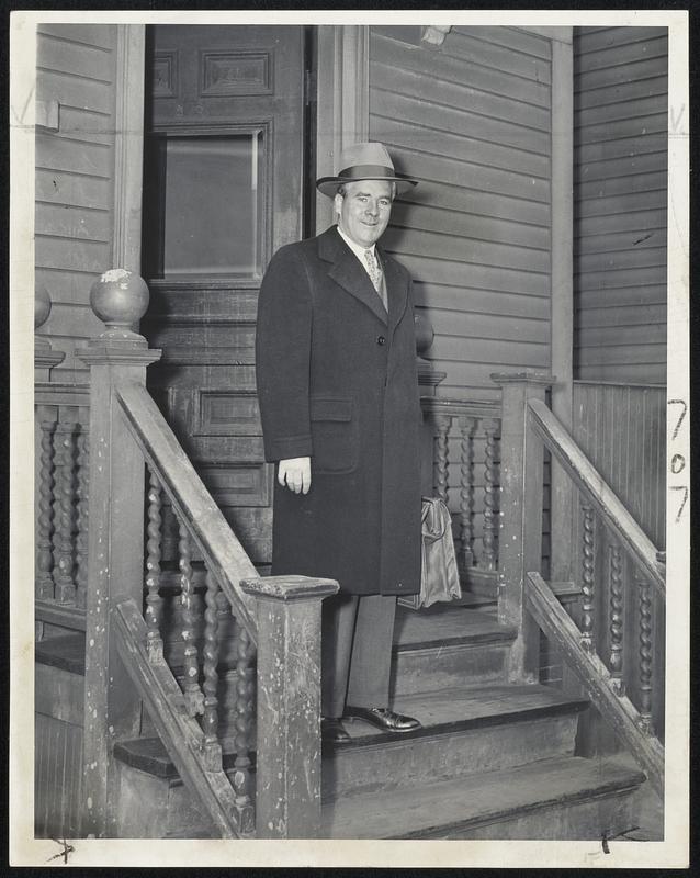 Back on the Job - Mayor John E. Kerrigan leaves his home in South Boston, this morning, on his way to take over his duties at City Hall after several weeks' absence.