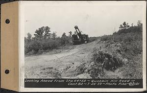 Contract No. 82, Constructing Quabbin Hill Road, Ware, looking ahead from Sta. 64+50, Ware, Mass., Jul. 26, 1939