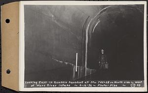 Contract No. 17, West Portion, Wachusett-Coldbrook Tunnel, Rutland, Oakham, Barre, looking east in Quabbin Aqueduct at Sta. 722+28 on north side, west of Ware River Intake, Barre, Mass., Apr. 16, 1936